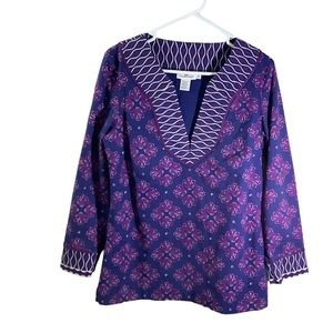 Vineyard Vines Purple V-Neck Floral Tunic